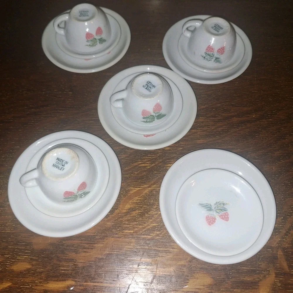 Vtg Frenzy Toys Strawberry Porcelain Child Tea Party Set Miniature Butter Pats